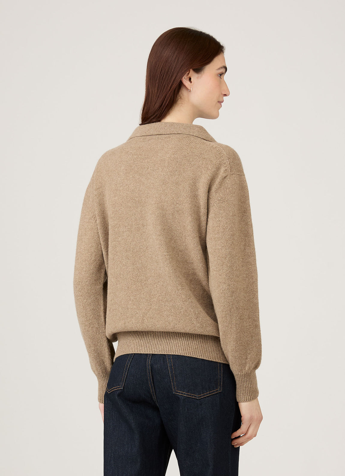 Women's Lambswool Polo Neck Jumper in Mink