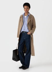 Women's Classic Shirt in White/Blue Bar Stripe