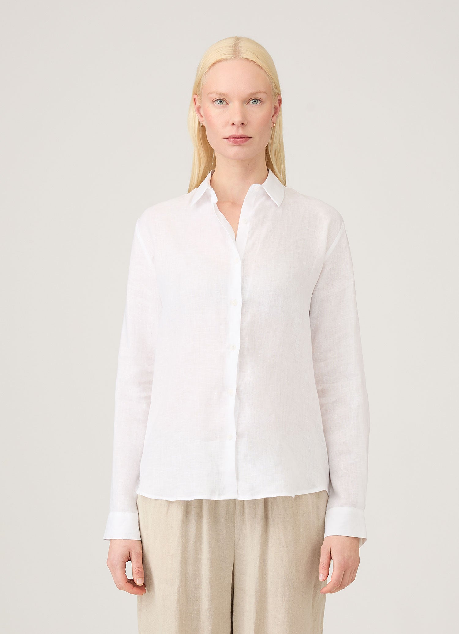 Women's Linen Shirt in White Sunspel - Main Image