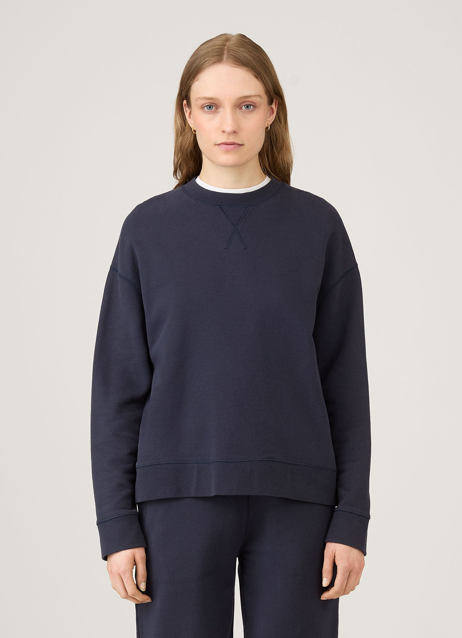 トップス SUNSEA 23SS ROMPON SWEAT Women's Relaxed Loopback Sweatshirt in Navy | Sunspel