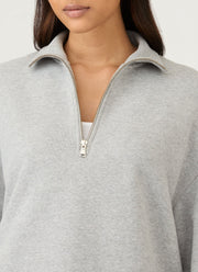 Women's Half Zip Loopback Sweatshirt in Grey Melange