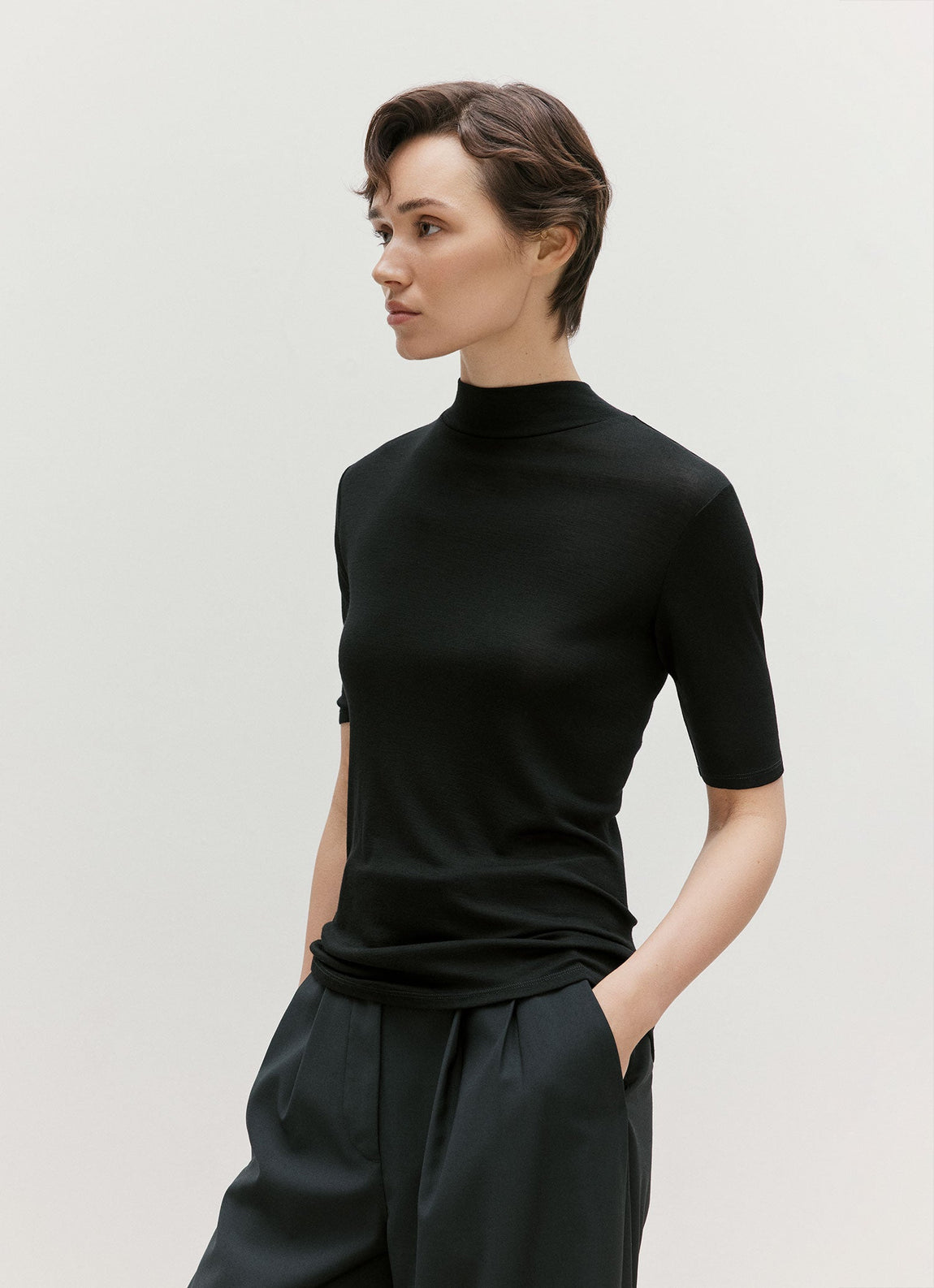 Women's Mock Neck Top in Black