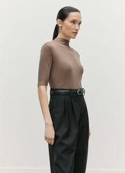 Women's Mock Neck Top in Dark Cedar