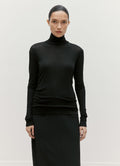 Women's Long Sleeve Funnel Neck Top in Black
