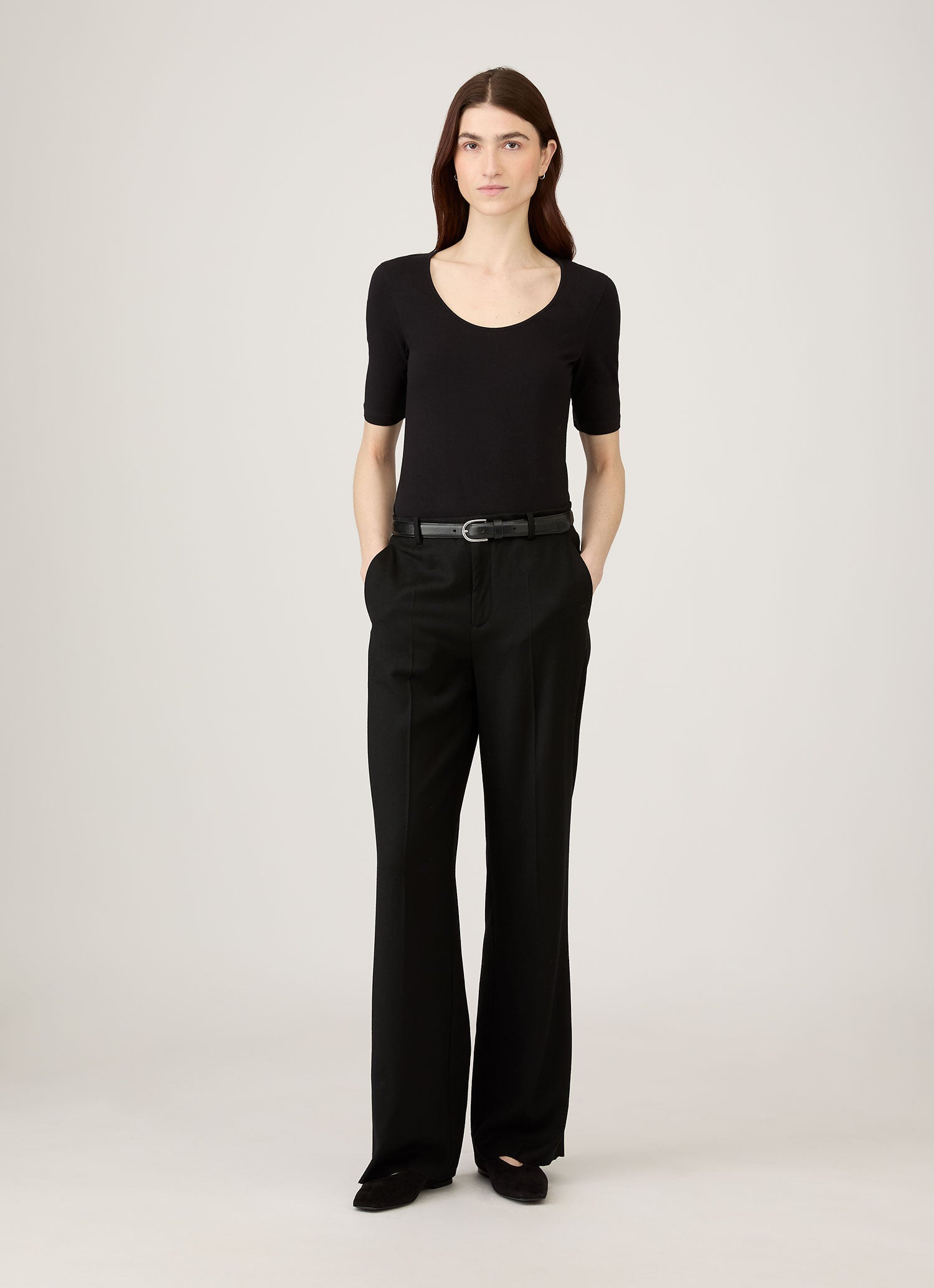 Women's Stretch Cotton Scoop Top in Black