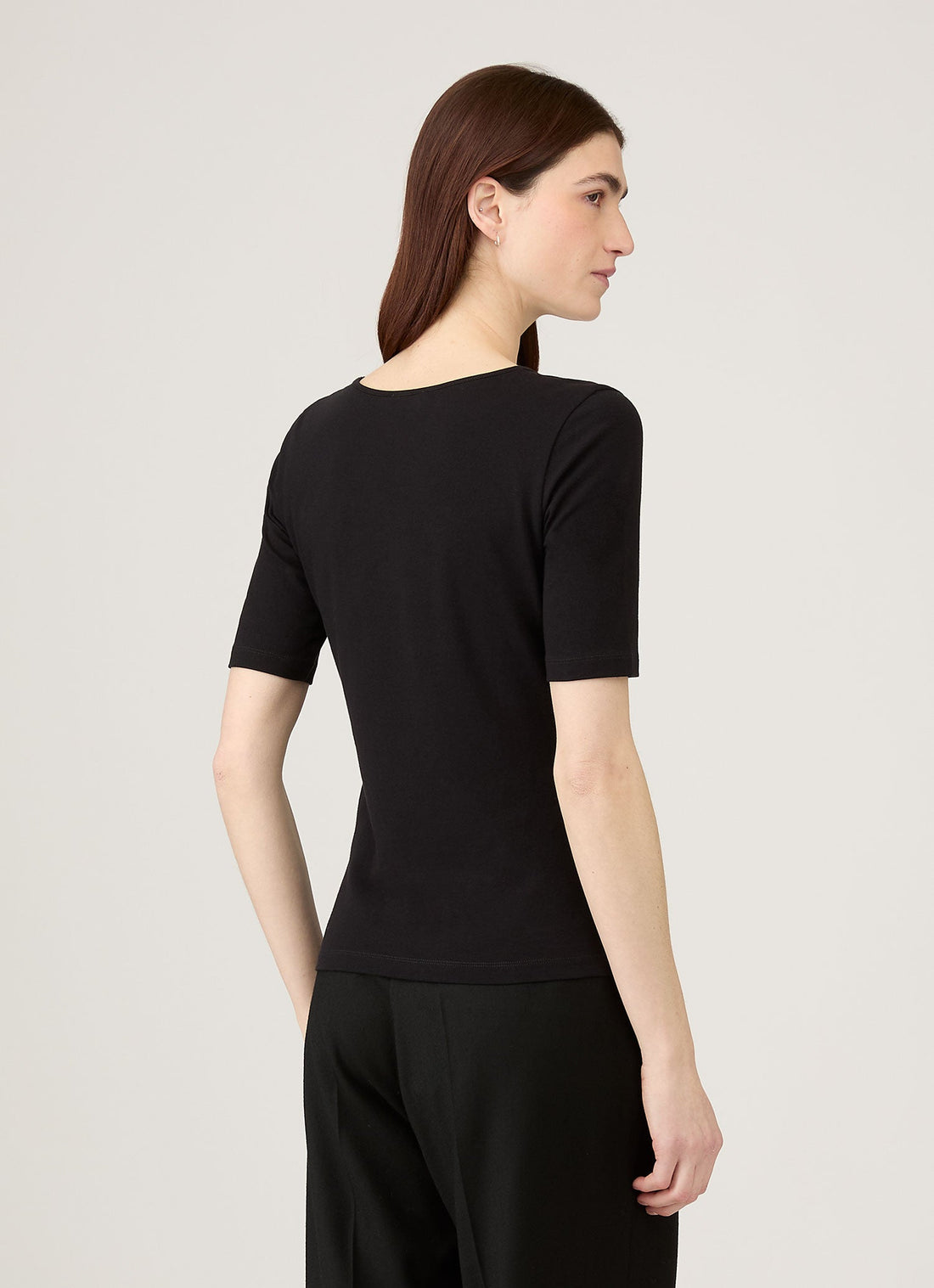 Women's Stretch Cotton Scoop Top in Black