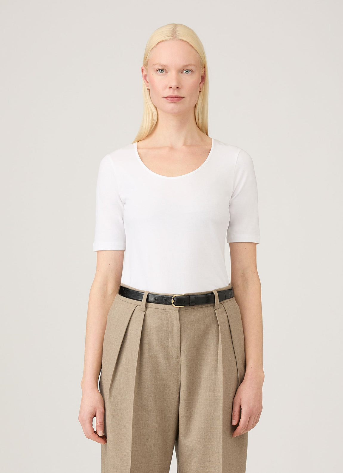 Women's Stretch Cotton Scoop Top in White