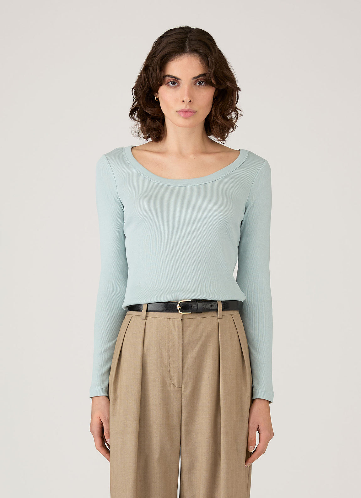 Women's Ribbed Scoop Neck T-shirt in Peppermint