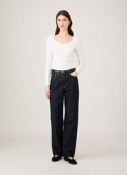 Women's Ribbed Scoop Neck T-shirt in White