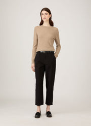 Women's Cotton Tapered Trouser in Black