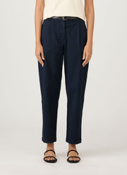 Women's Pleated Chino in Midnight Navy