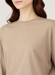 Women's Long Sleeve Boy Fit T-shirt in Mink