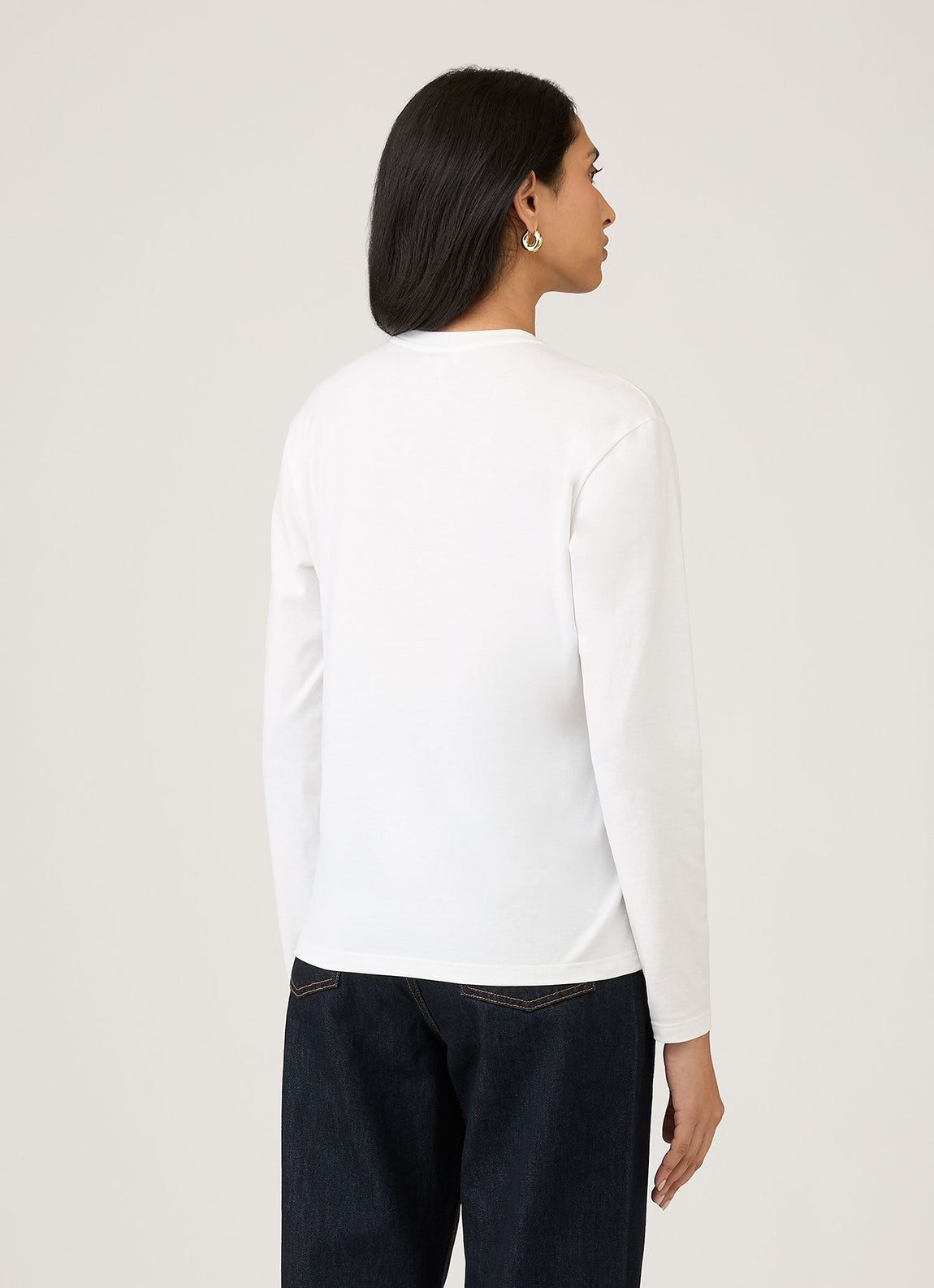 Women's Long Sleeve Boy Fit T Shirt in White