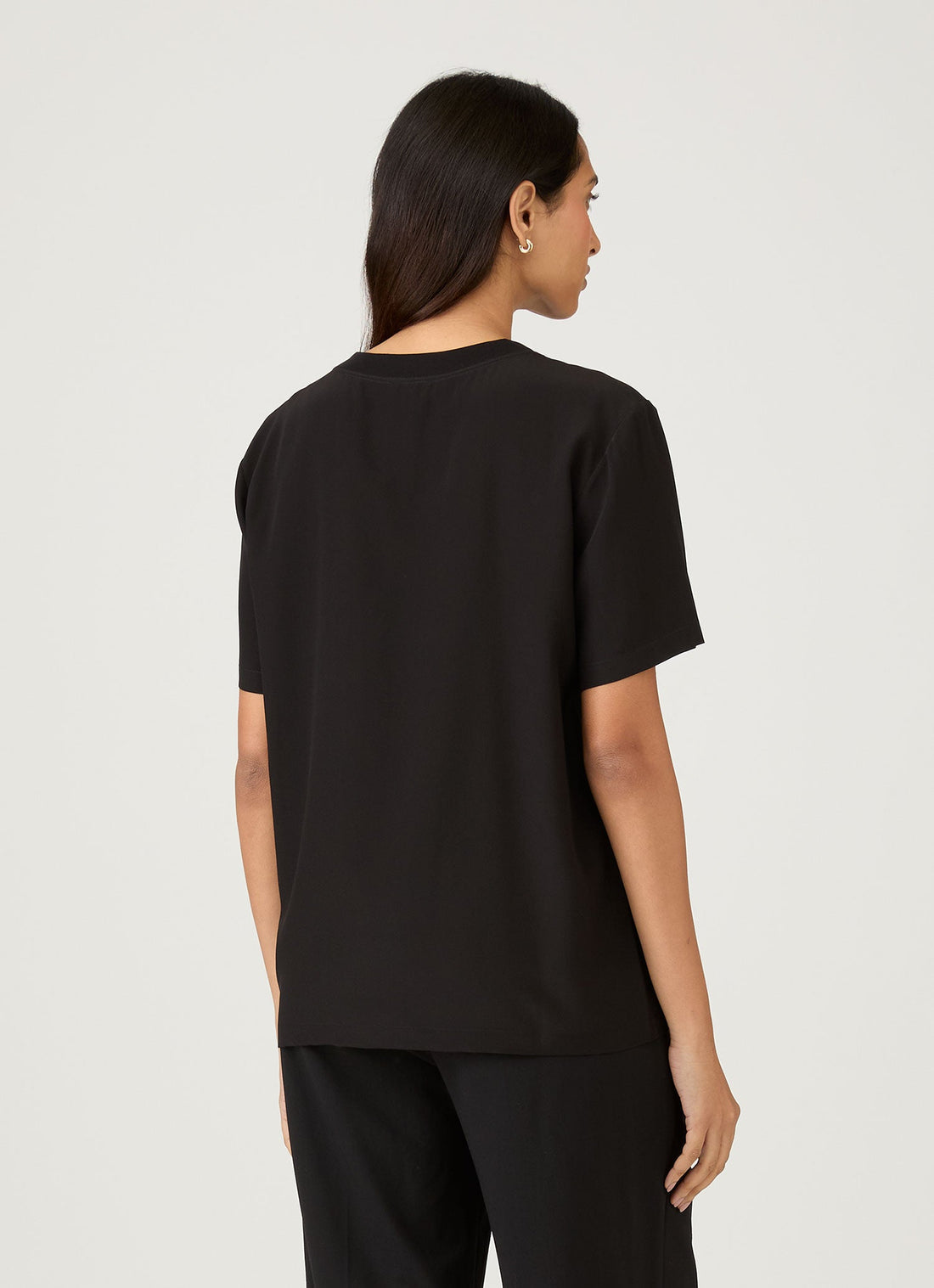 Women's Woven Silk T-shirt in Black