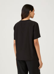 Women's Woven Silk T-shirt in Black