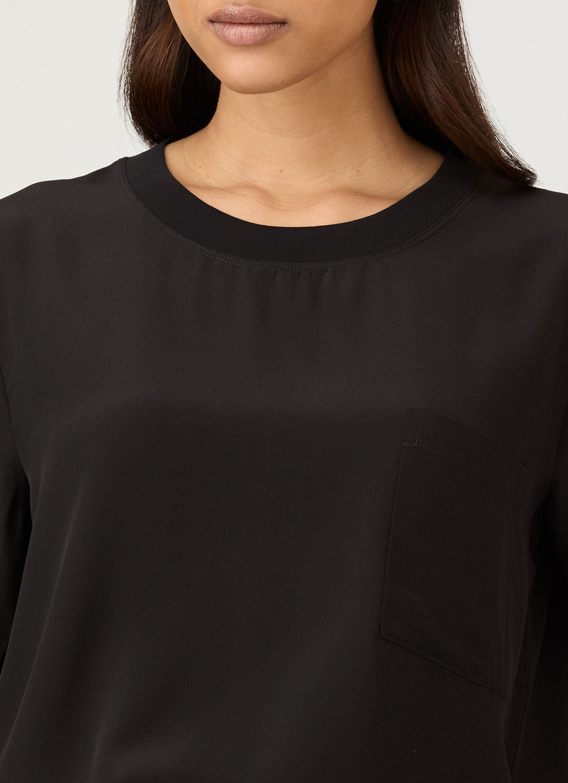 Women's Woven Silk T-shirt in Black