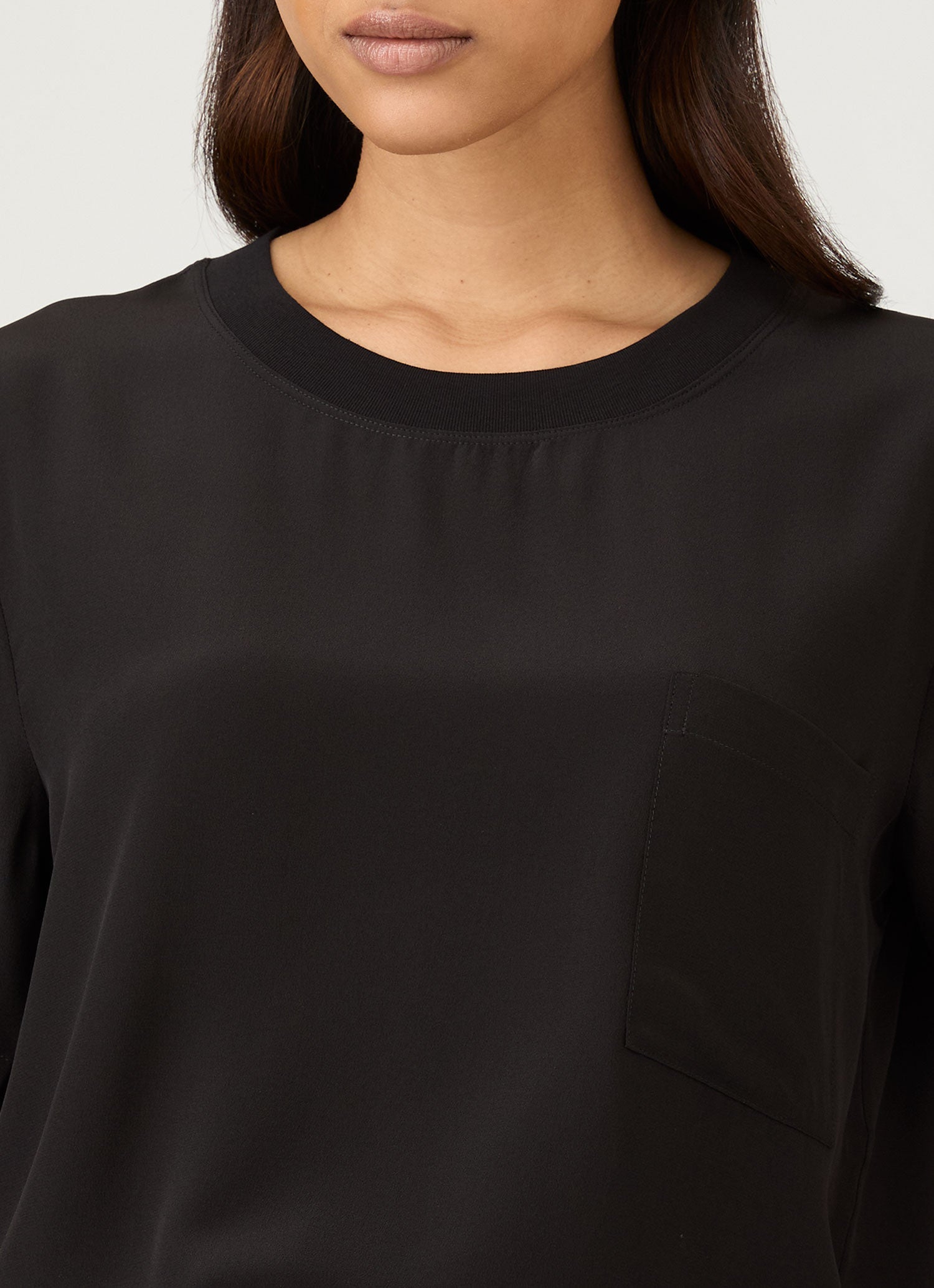 Women's Woven Silk T-shirt in Black