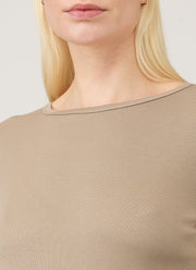 Women's Long Sleeve Ribbed T-shirt in Mink