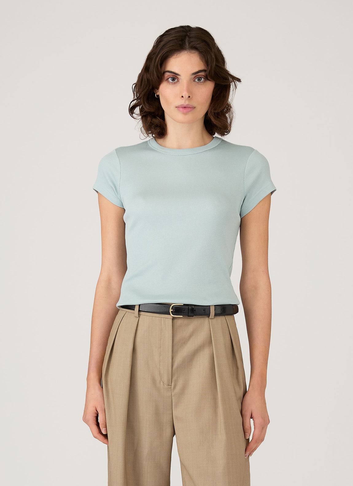 Women's Ribbed T-shirt in Peppermint