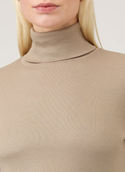 Women's Ribbbed Roll Neck in Mink