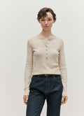 Women's Ribbed Henley in Hazelwood