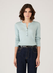 Women's Ribbed Henley in Peppermint