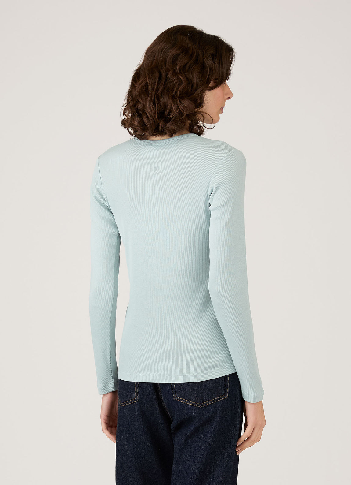 Women's Ribbed Henley in Peppermint