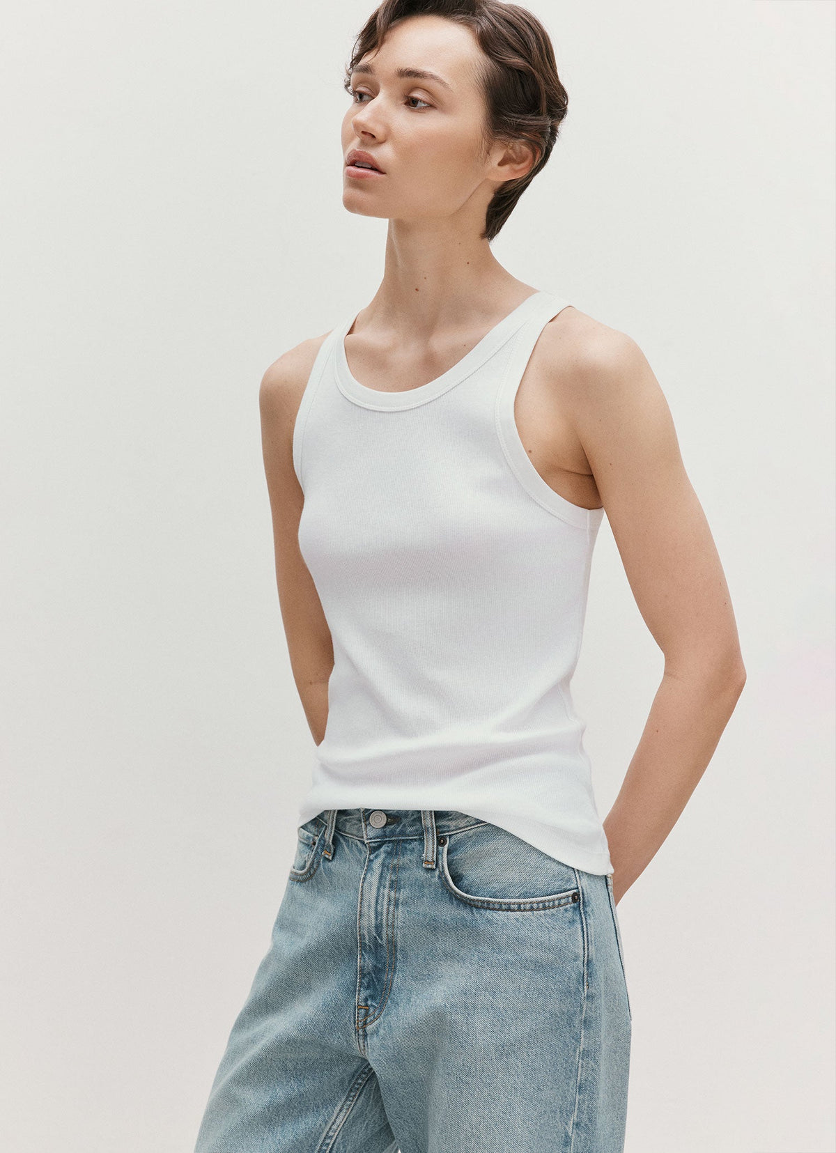 Women's Ribbed Tank Top in White
