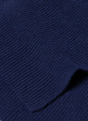 Cashmere Ribbed Scarf in Space Blue