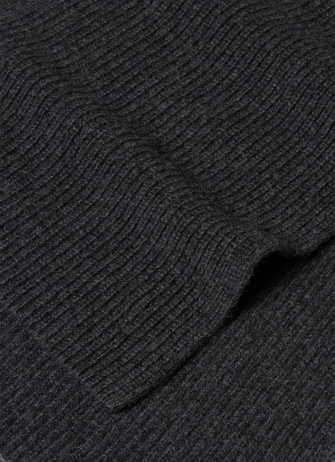 Cashmere Ribbed Scarf in Charcoal Melange