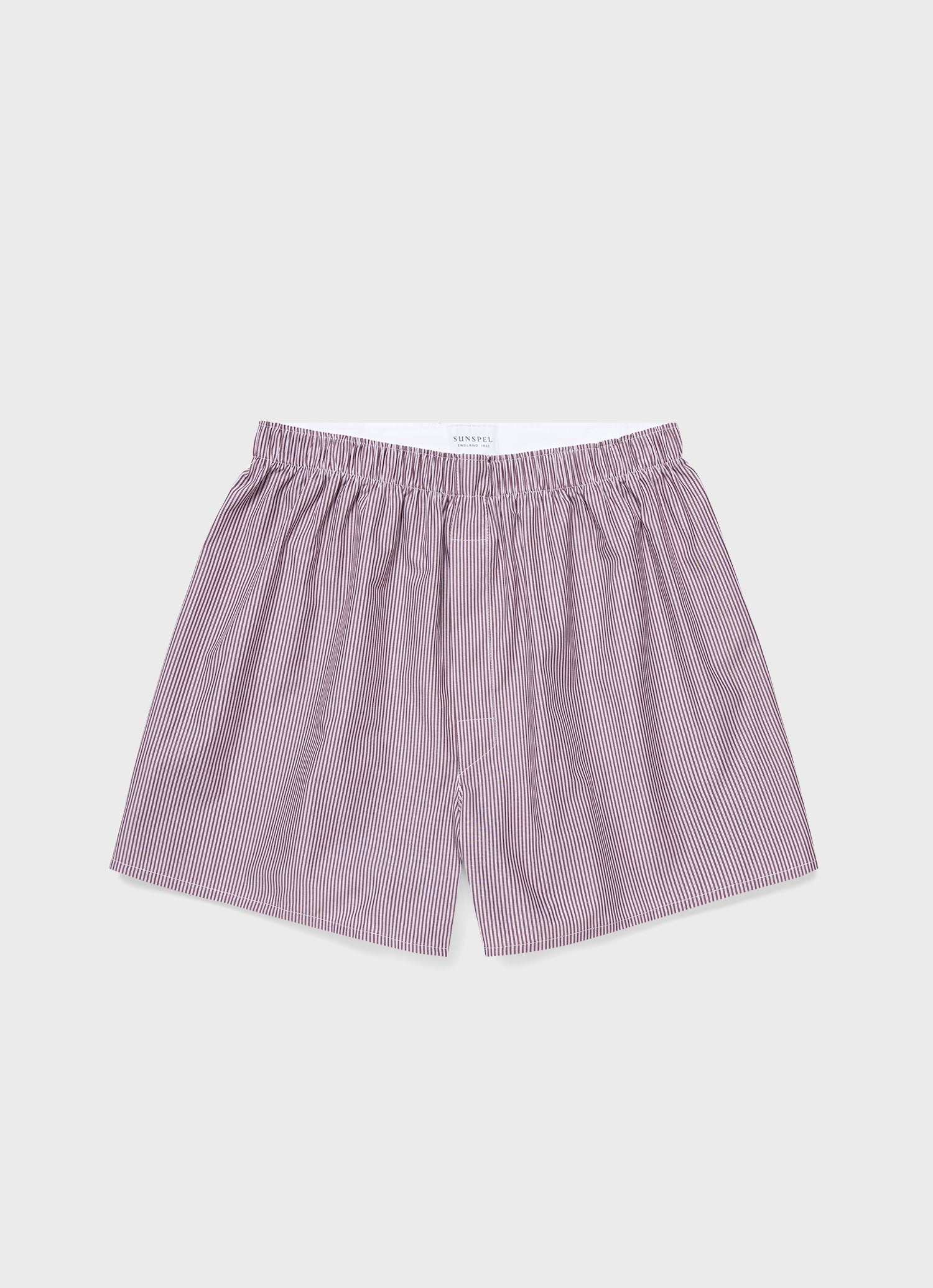 Men's Classic Boxer Shorts in Port/White Stripe