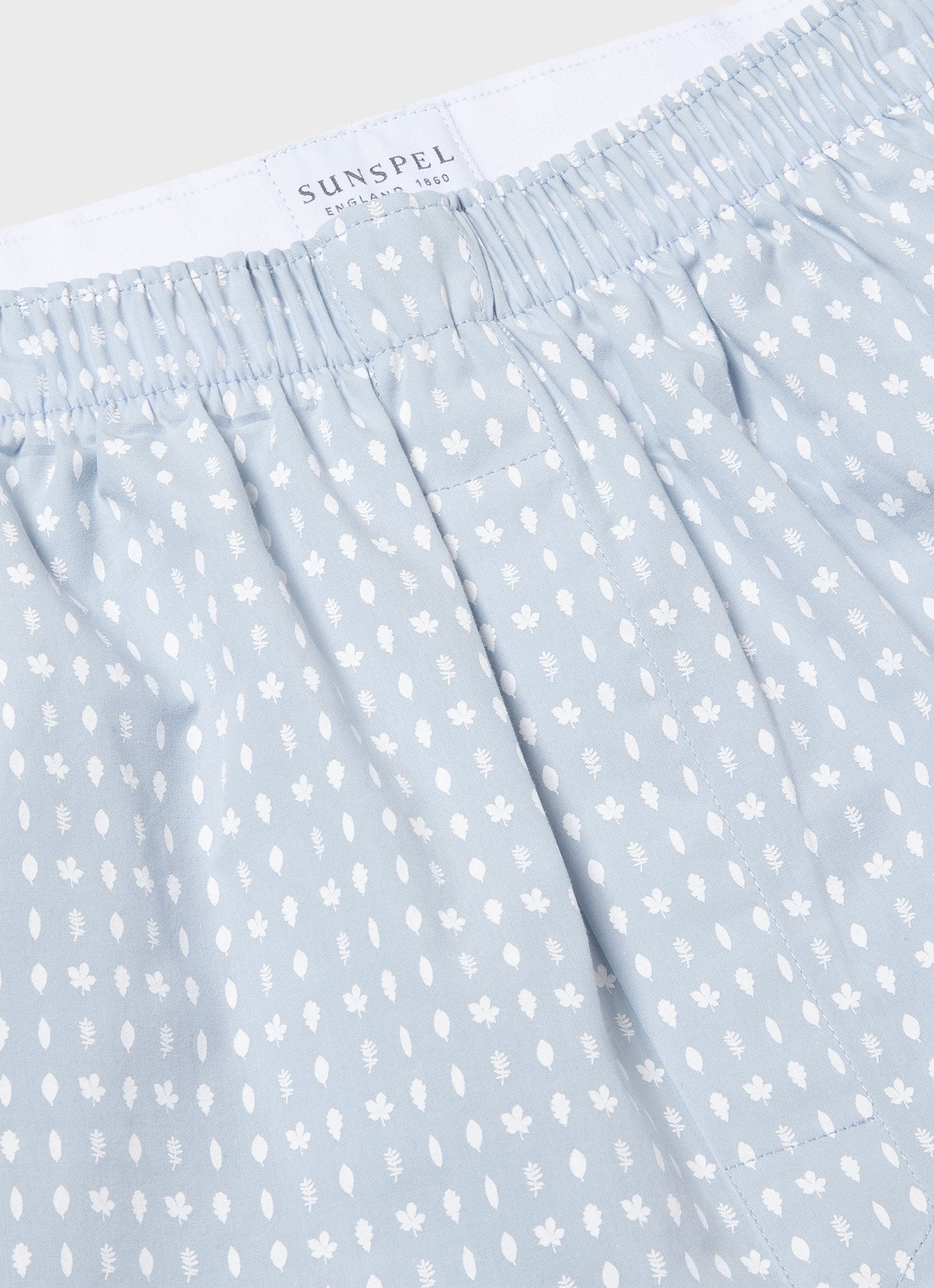 Men's Classic Print Boxer Shorts in Light Blue/White Leaf Print