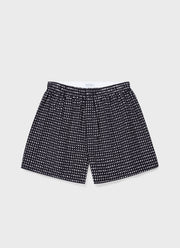 Men's Classic Print Boxer Shorts in Navy/White Leaf Print
