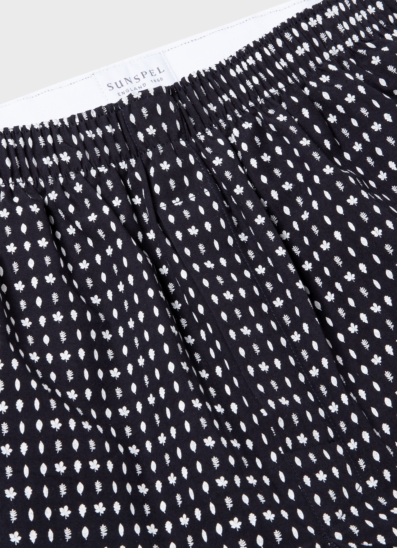 Men's Classic Print Boxer Shorts in Navy/White Leaf Print