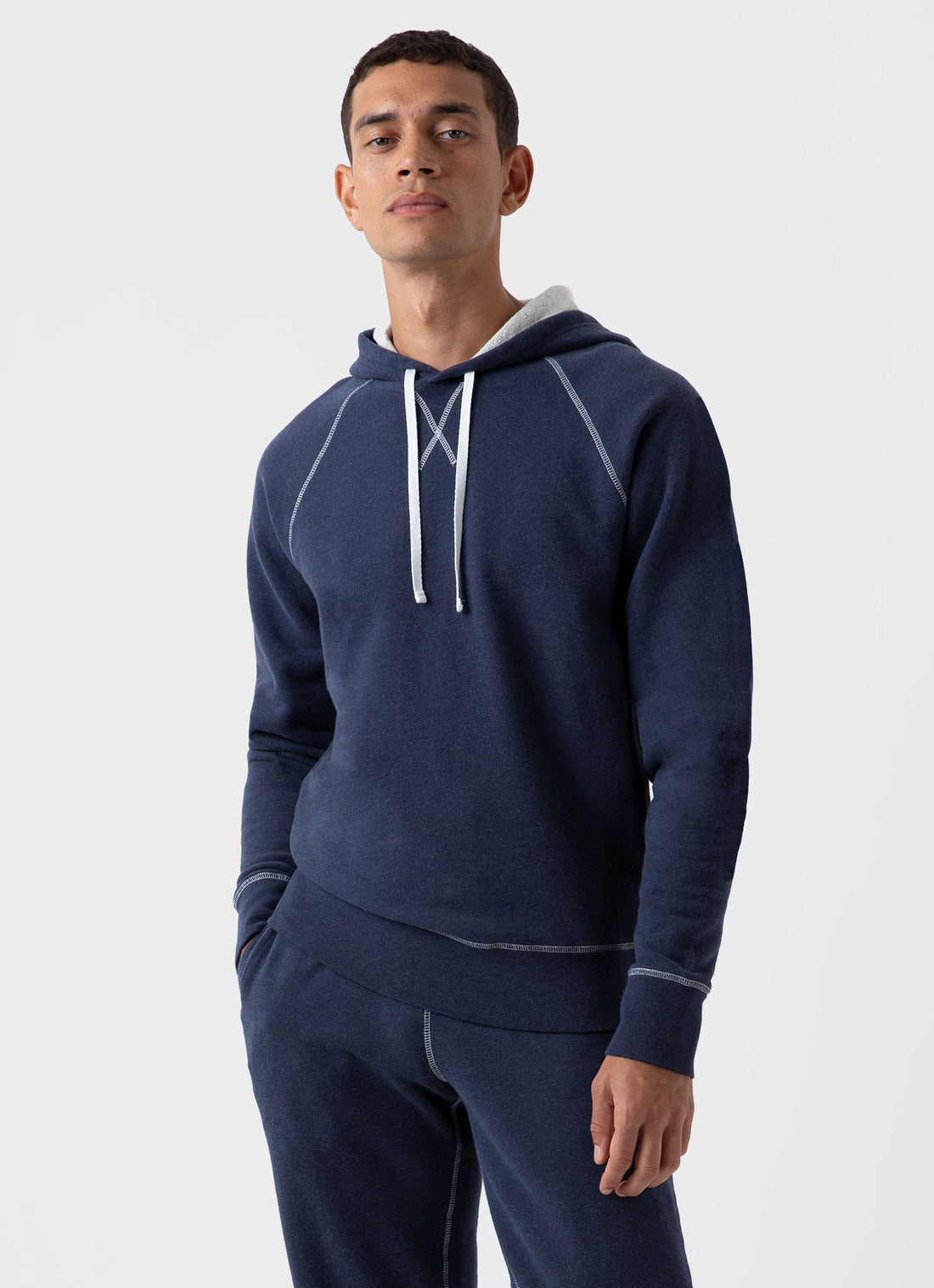 Men's Fleeceback Hoodie in Navy Melange