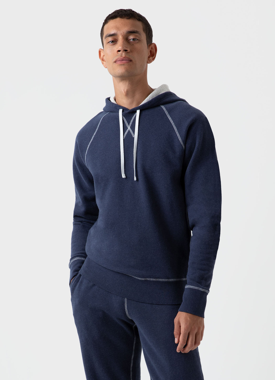 Men's Fleeceback Hoodie in Navy Melange