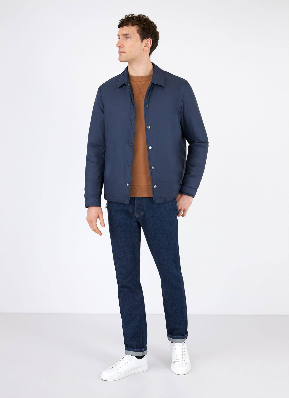 Men's Padded Coach Jacket in Navy