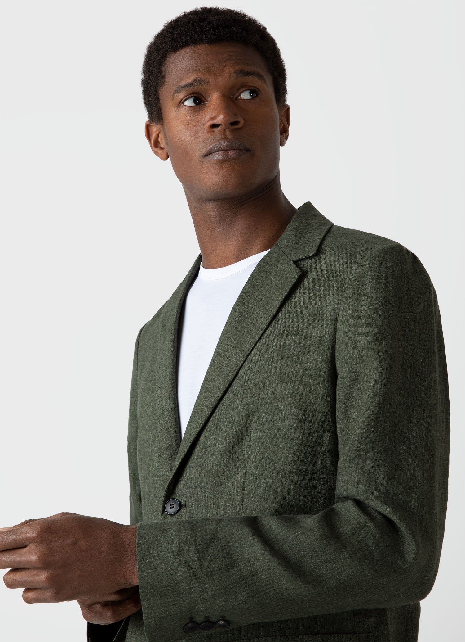 Men's Linen Blazer in Hunter Green