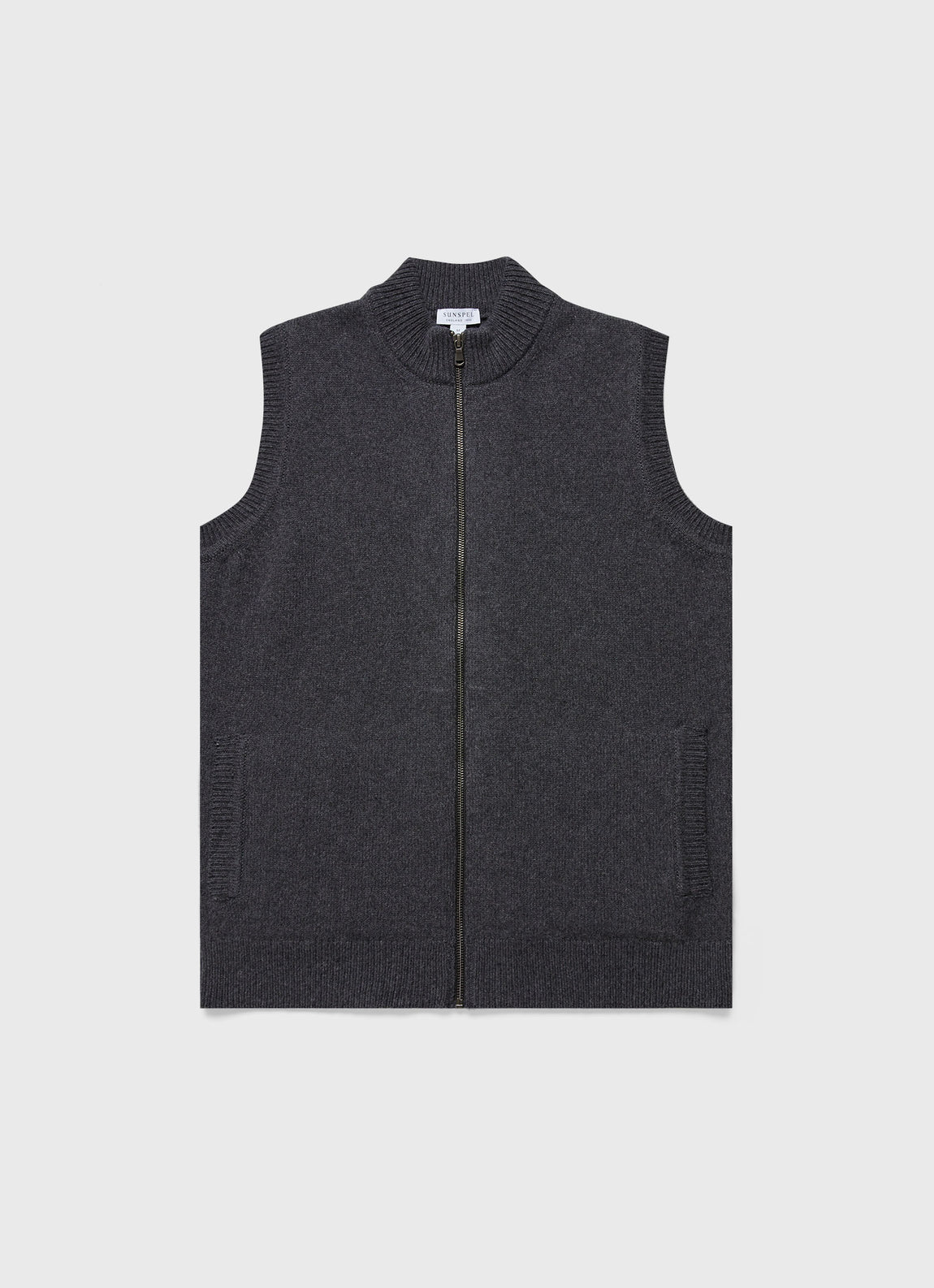 Men's Knitted Gilet in Charcoal Melange