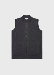 Men's Knitted Gilet in Charcoal Melange