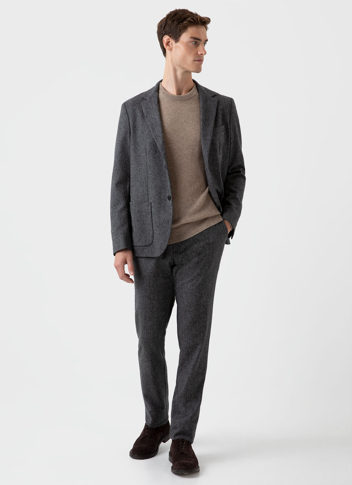 Men's Donegal Wool Blazer in Mid Grey Melange