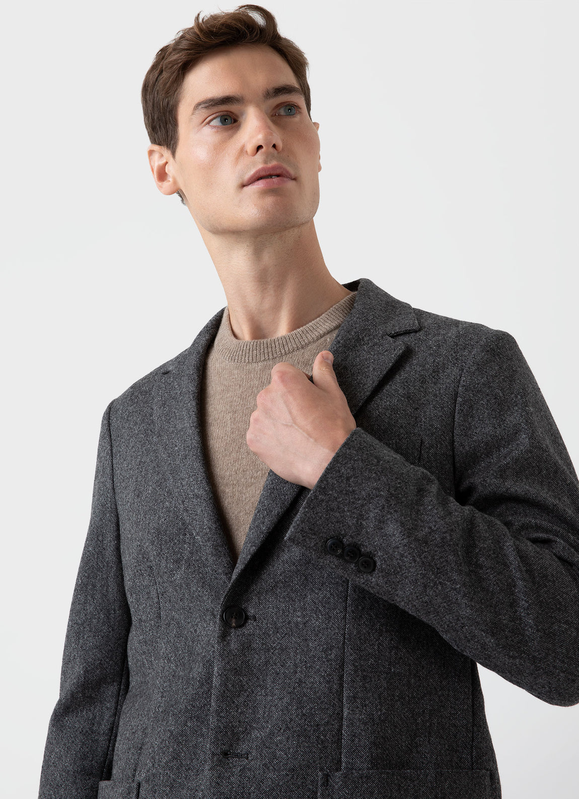 Men's Donegal Wool Blazer in Mid Grey Melange