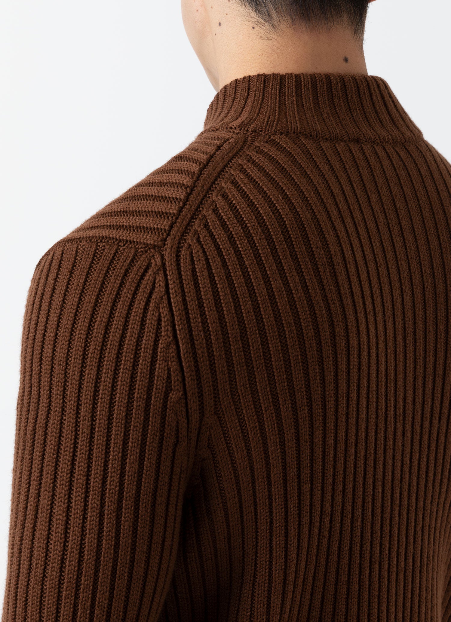 Men's Merino Rib Zip Cardigan in Pecan
