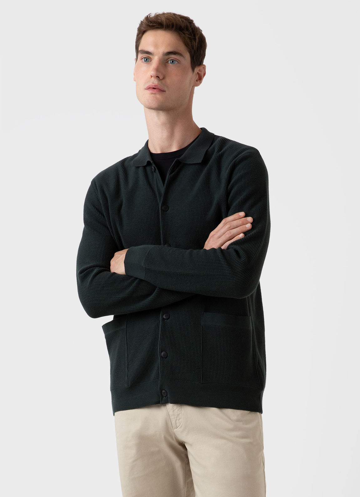 Men's Knitted Jacket in Seaweed