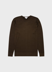 Men's Extra-Fine Merino Crew Neck in Dark Moss