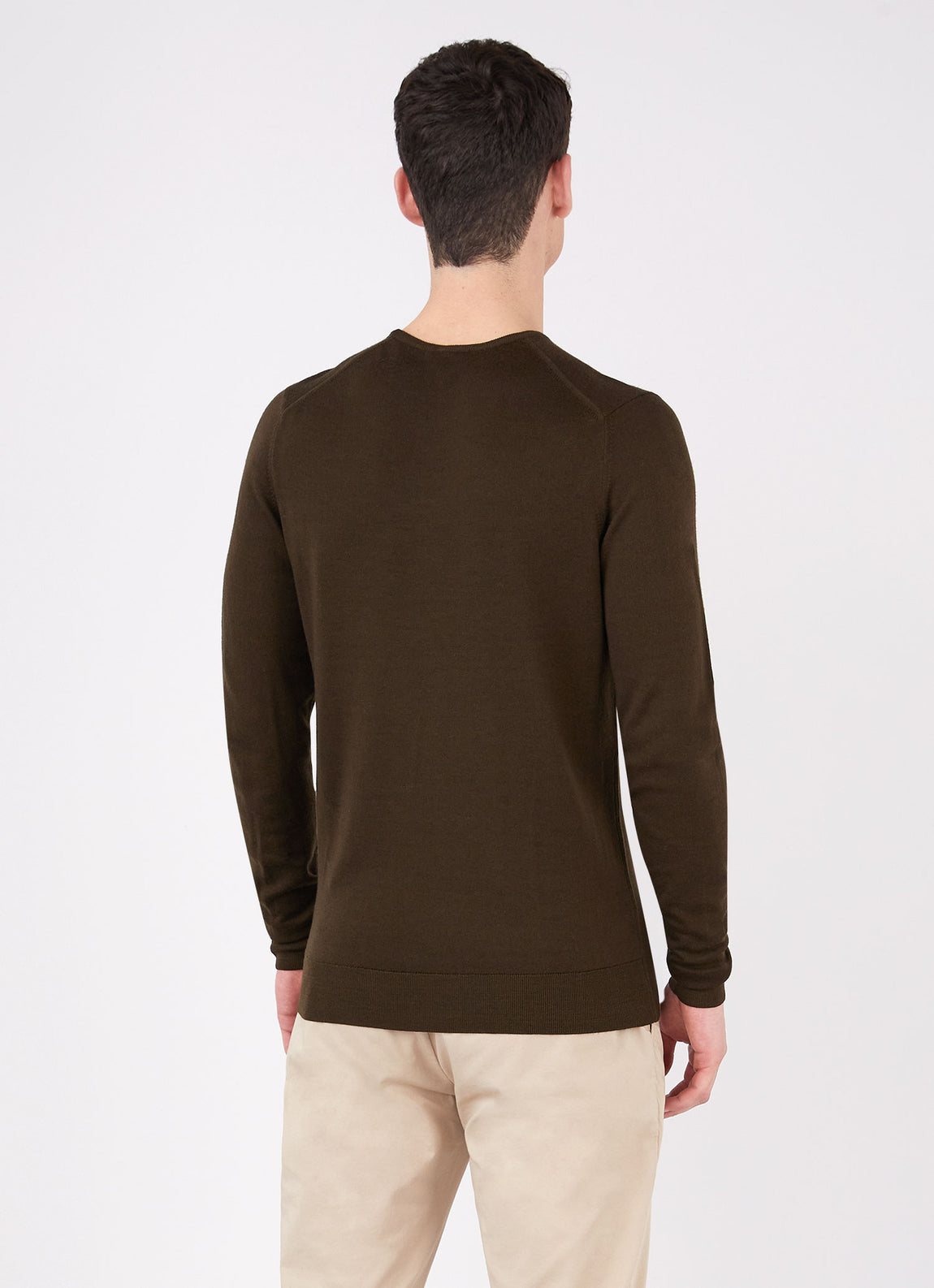 Men's Extra-Fine Merino Crew Neck in Dark Moss