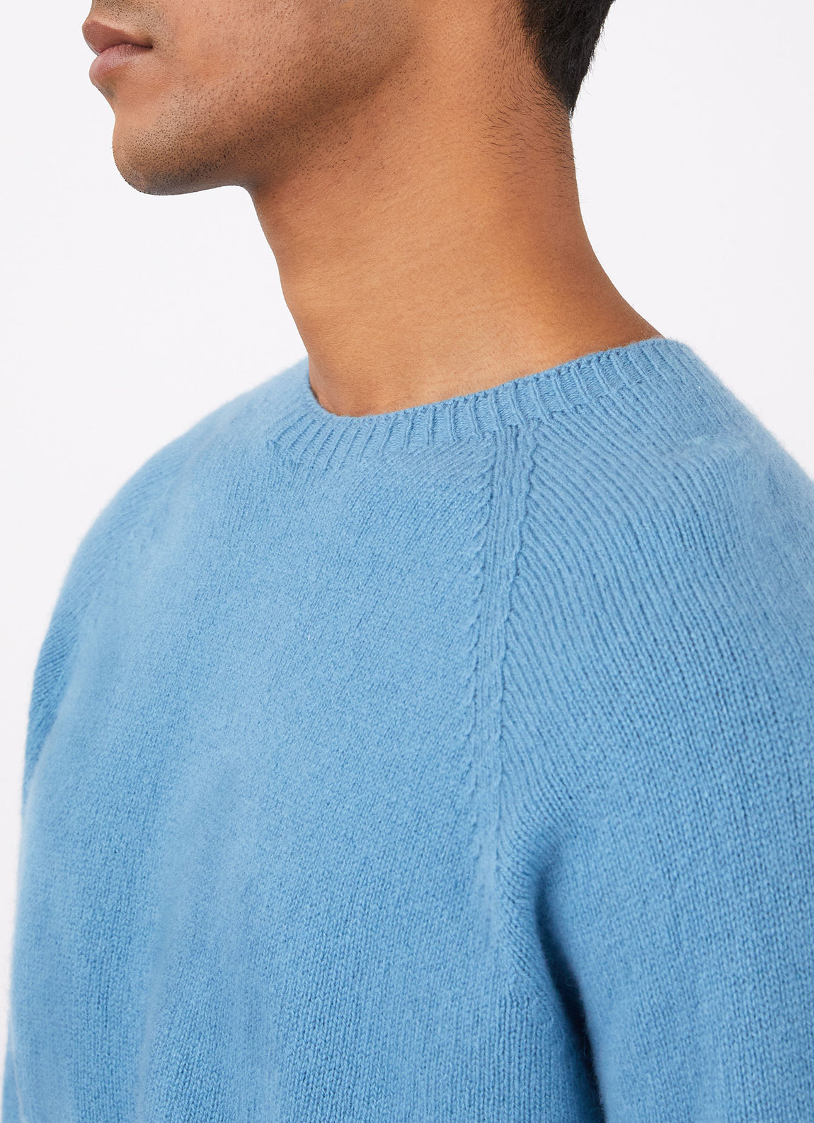 Men's Lambswool Crew Neck Jumper in Storm Blue