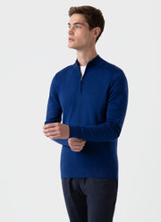 Men's Extra-Fine Merino Zip Neck in Space Blue