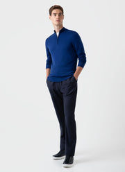 Men's Extra-Fine Merino Zip Neck in Space Blue