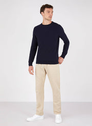 Men's Fine Texture Crew Neck in Navy